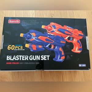 New 2 Pack Blaster Guns Boys Toy-with 60 Soft Foam Darts Bullets & 2 Wrist Bands
